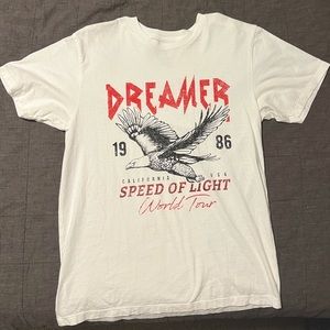 WHITE ‘BLACK SPARROW’ WOMENS GRAPHIC DISTRESSED TEE